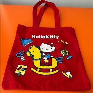 NWOT-HELLO KITTY TOTE- PURCHASED IN JAPAN, 12"w x 13.5" L, RED.